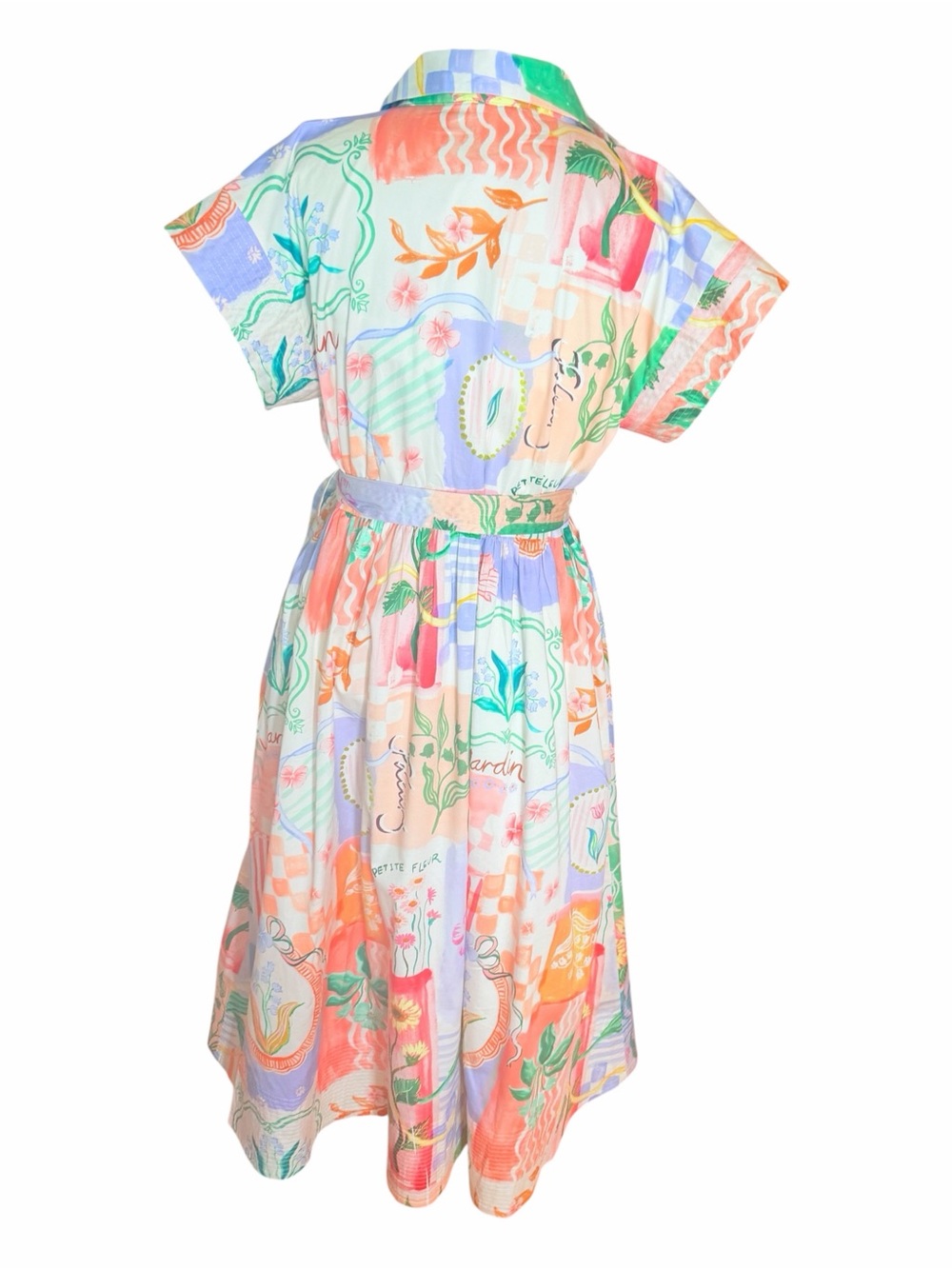 Prosperina Savannah Peach Multi Floral Cotton Midi Shirt Dress NWT M - Picture 12 of 16